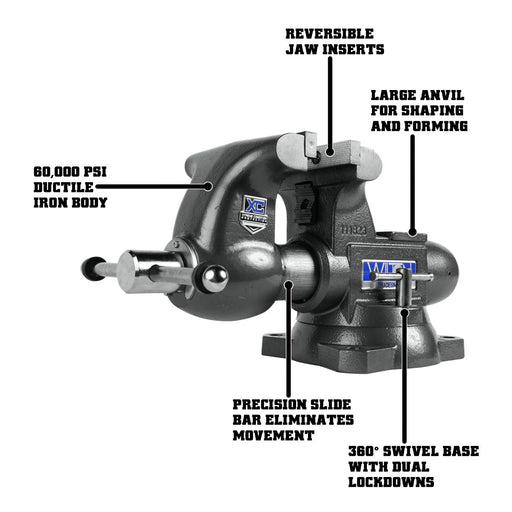 Wilton Tradesman 1780XC Bench Vise, 8" Jaw Width, 6-3/4" Jaw Opening, 4-3/4" Throat Depth - WL9-28843 - AlpineTech Company