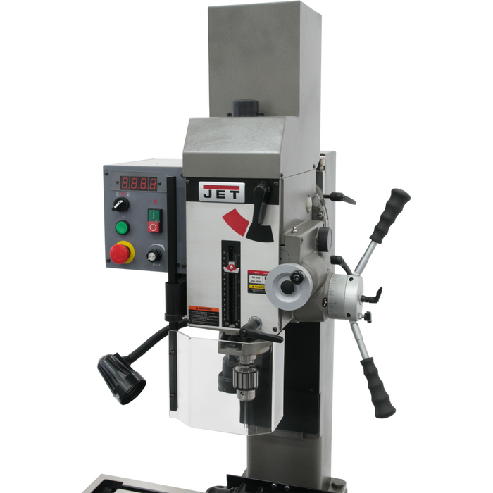 Jet JMD-45VSPFT Variable Speed Geared Head Square Column Mill/Drill with Power Downfeed & Newall DP700 2-Axis DRO-351156 - AlpineTech Company