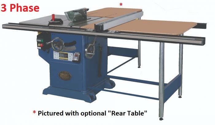 Oliver Machinery 10” 3 Phase 5 HP Professional Heavy-Duty Table Saw with 36” Rails with side table - 4016.004-A001