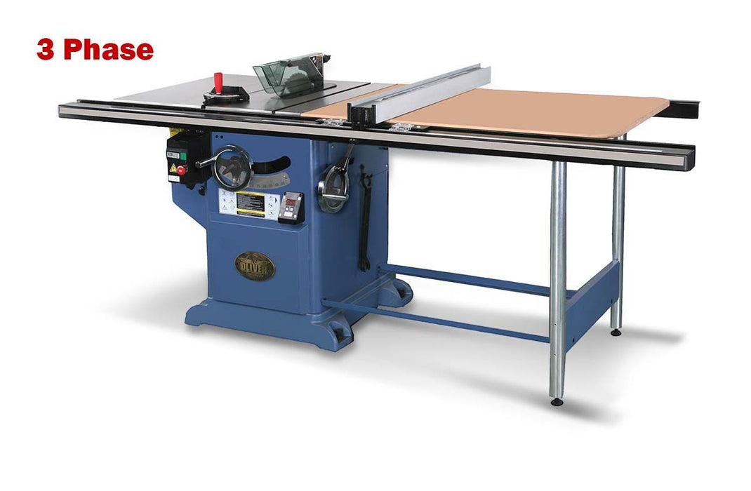 Oliver Machinery 10” 3 Phase 5 HP Professional Heavy-Duty Table Saw with 36” Rails with side table - 4016.004-A001