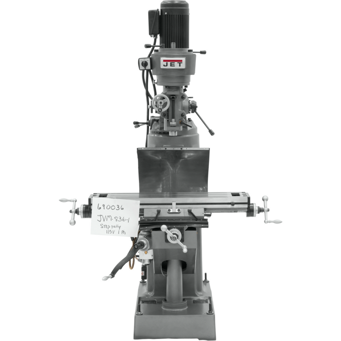 JET JVM-836-1 Step Pulley Milling Machine, 1-1/2 HP, 1Ph 115/230V-JT9-690036 - AlpineTech Company