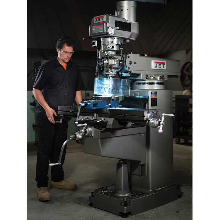 JET JTM-1050VS2 Mill With ACU-RITE 203 DRO With X-Axis Powerfeed and 8" Riser Block-690216 - AlpineTech Company