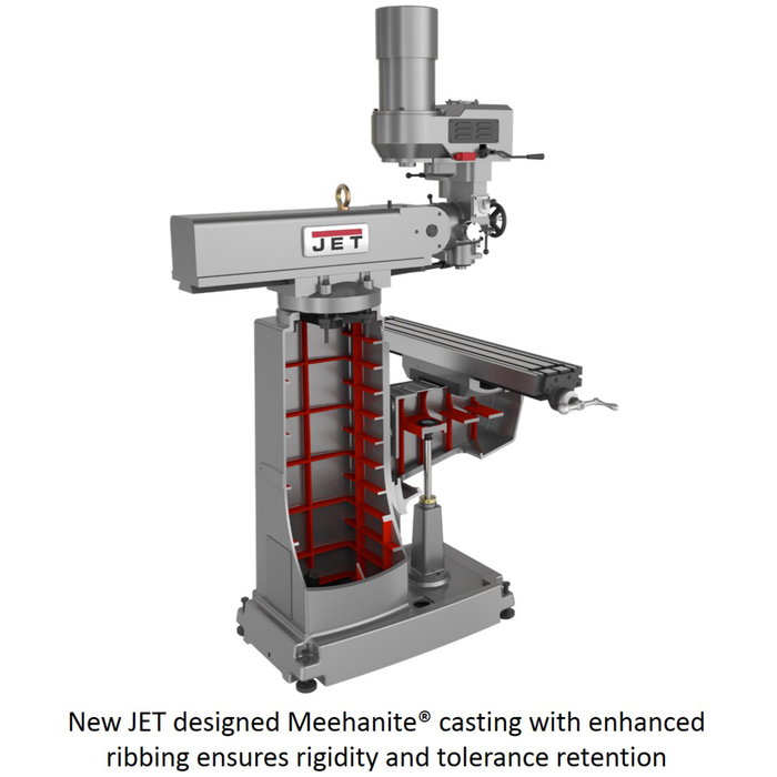 JET JTM-949EVS Mill With 3-Axis Acu-Rite 203 DRO (Knee) With X-Axis Powerfeed and Air Powered Draw Bar-690526 - AlpineTech Company