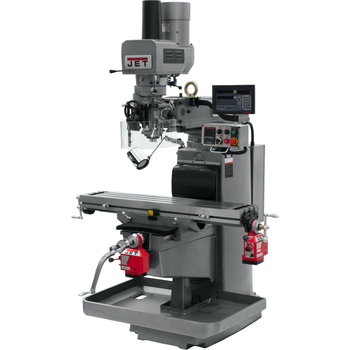 JET JTM-1050EVS2/230 Mill With 3-Axis Newall DP700 DRO (Quill) With X and Y-Axis Powerfeeds and Air Powered Draw Bar-690647 - AlpineTech Company