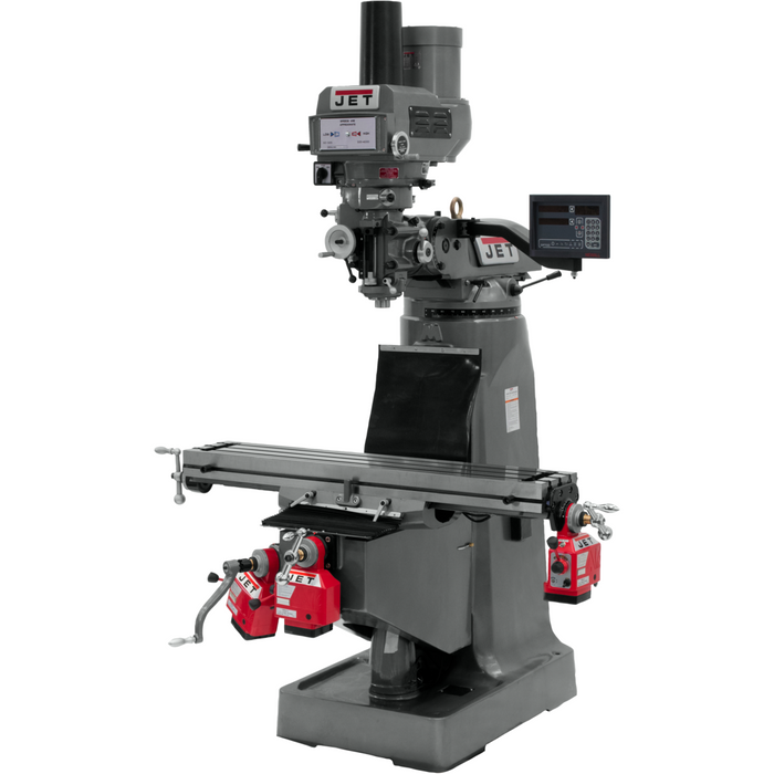 JET JTM-4VS-1 Mill With 3-Axis Newall DP700 DRO (Quill) With X, Y and Z-Axis Powerfeeds and Power Draw Bar-691171 - AlpineTech Company