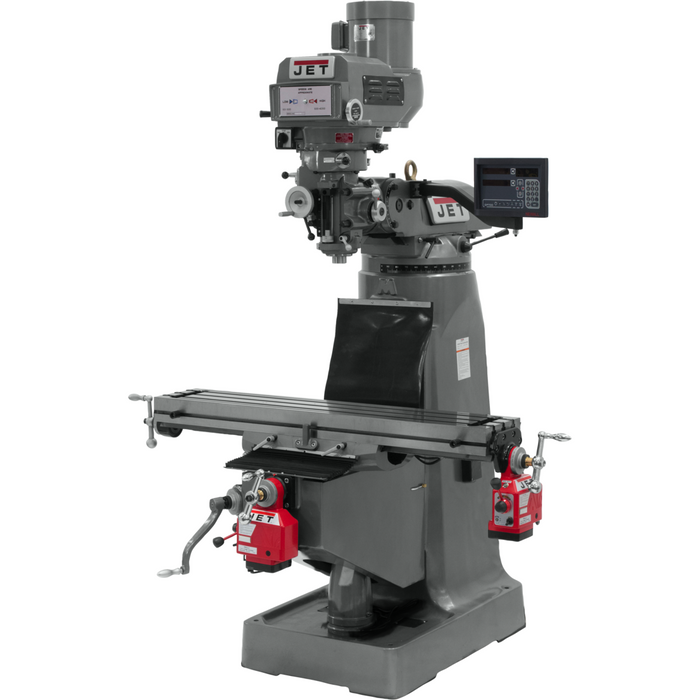 JET JTM-4VS-1 Mill With Newall DP700 DRO With X and Y-Axis Powerfeeds and 6" Riser Block-692306 - AlpineTech Company