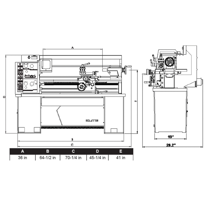 JET E-1236VS, Elite 12x36 EVS Lathe-892000 - AlpineTech Company