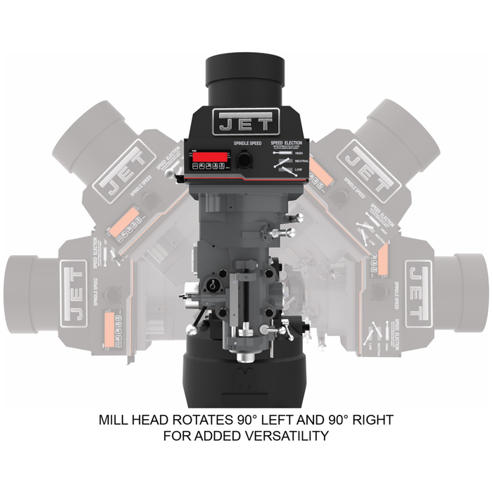 JET ETM-949 Mill with 2-Axis Newall DP700 DRO and Servo X, Y-Axis Powerfeeds-JT9-894219