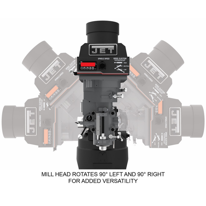 JET EVS-949 Mill with 2-Axis Newall DP700 DRO and X, Y-Axis JET Powerfeeds-894354