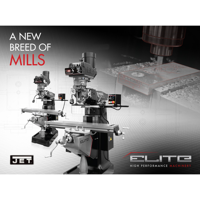 JET EVS-949 Mill with 2-Axis Newall DP700 DRO and X, Y-Axis JET Powerfeeds-894354