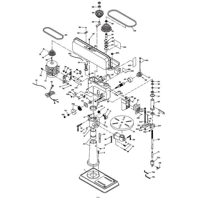 Jet JDP-17MF, 17-Inch Floor Drill Press, 3/4 HP, 1Ph 115V-354169 - AlpineTech Company