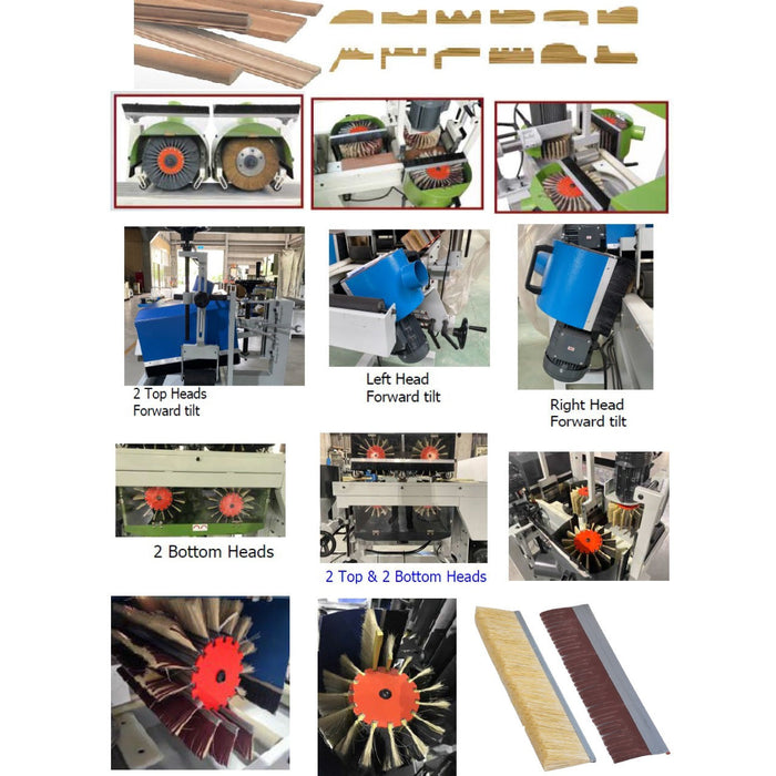 Castaly  12" x 4" 2 Top, 2 Bottom, Left & Right, Angle Heads Brush Sander (Total 7 Heads) - SD-1247T2B2RLU